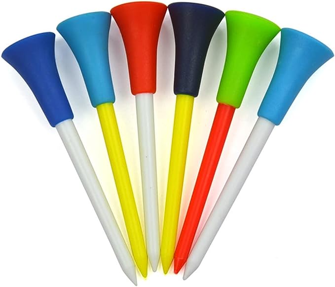 Rubber Cushion Top Plastic Golf Tees Mixed Colors