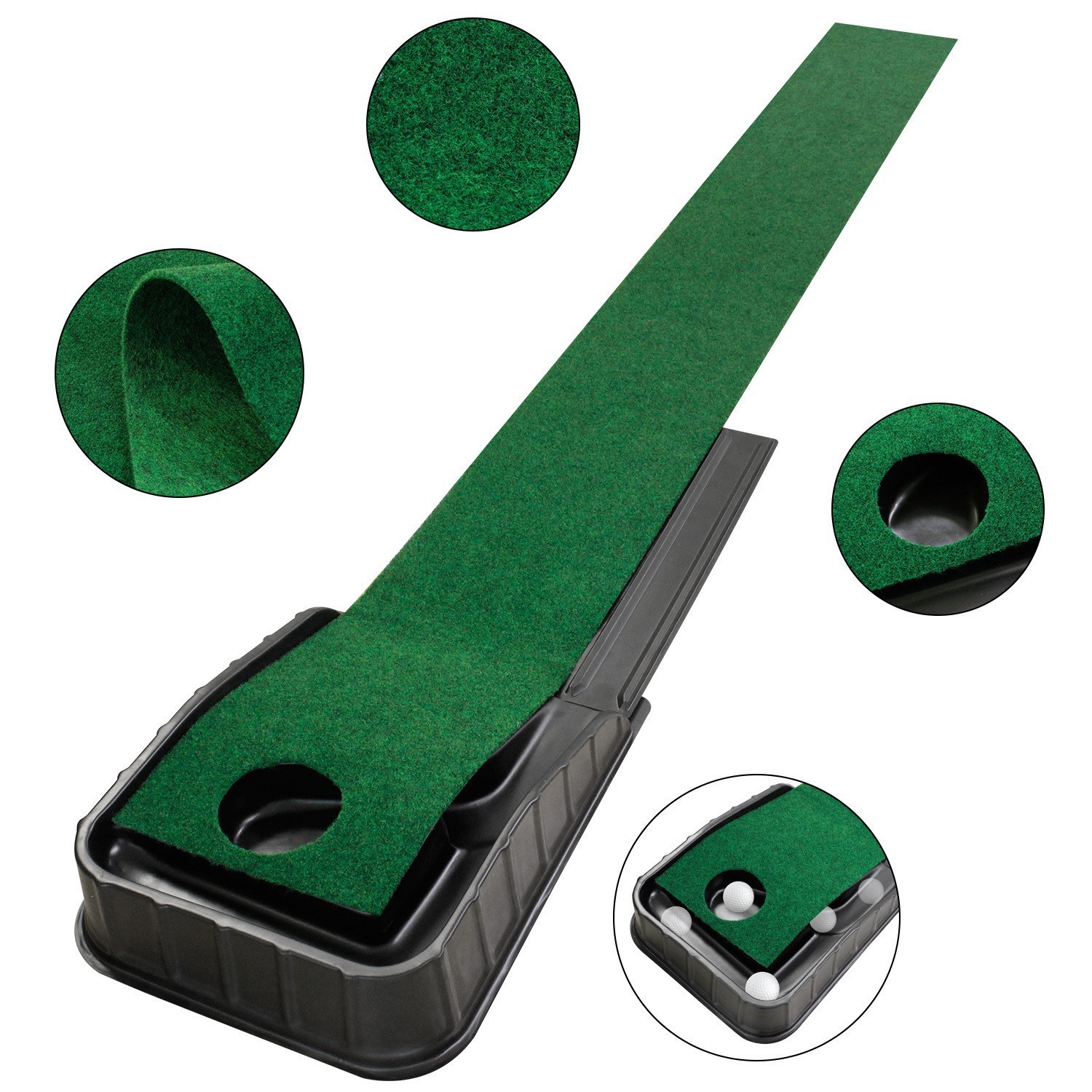 Golf Putting Green with Automatic Ball Return