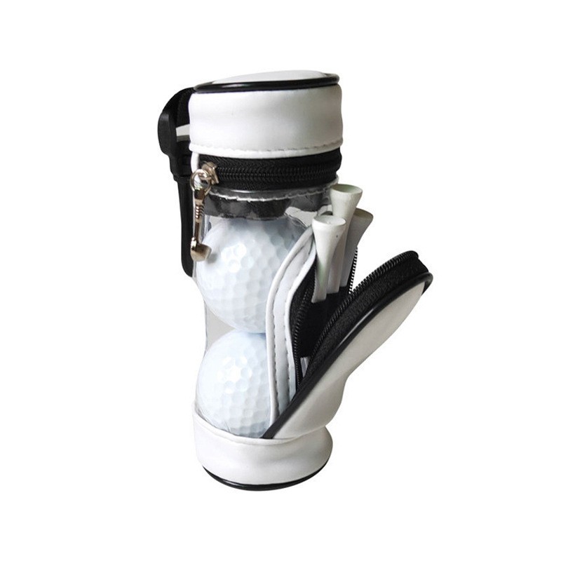 Portable mini PU Golf Ball Pouch Bag with Tee and Ball Golf Ball Holder