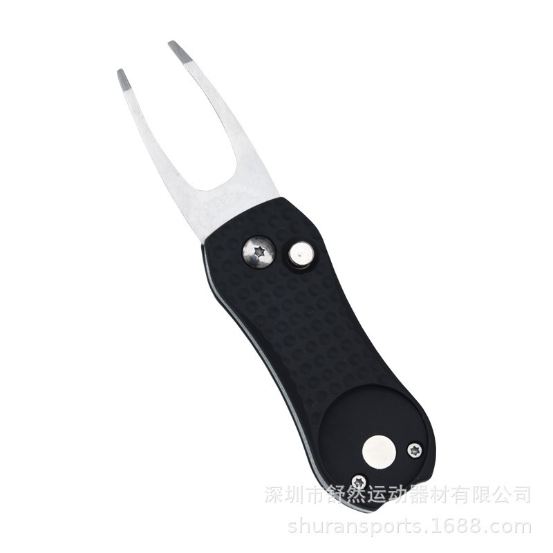 Golf Divot Repair Tool with Magnetic Ball Marker, Metal and Foldable Design